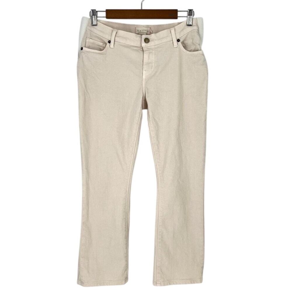 Hatch Maternity Jeans Cream 26 Straight Vanilla Ecru Side Panels